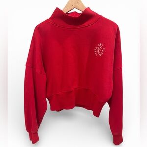 Women's Ski Club Red Crop Sweatshirt